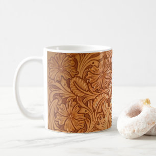 Rustic brown cowboy fashion western leather coffee mug