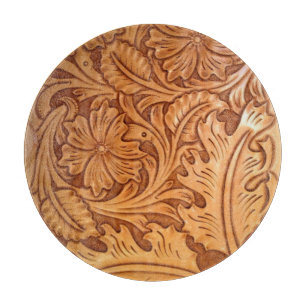 Rustic brown cowboy fashion western leather cutting board