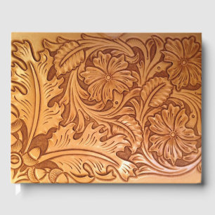 Rustic brown cowboy fashion western leather guest book