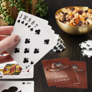 Rustic Brown Cowboy Hat Playing Cards