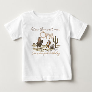 Rustic Brown Cowboy How West Was One 1st Birthday  Baby T-Shirt