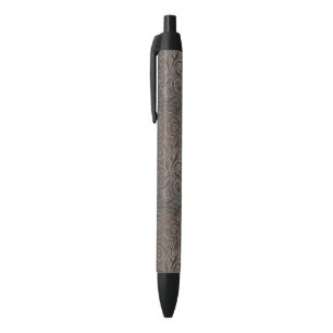 Rustic brown cowboy western country leather black ink pen