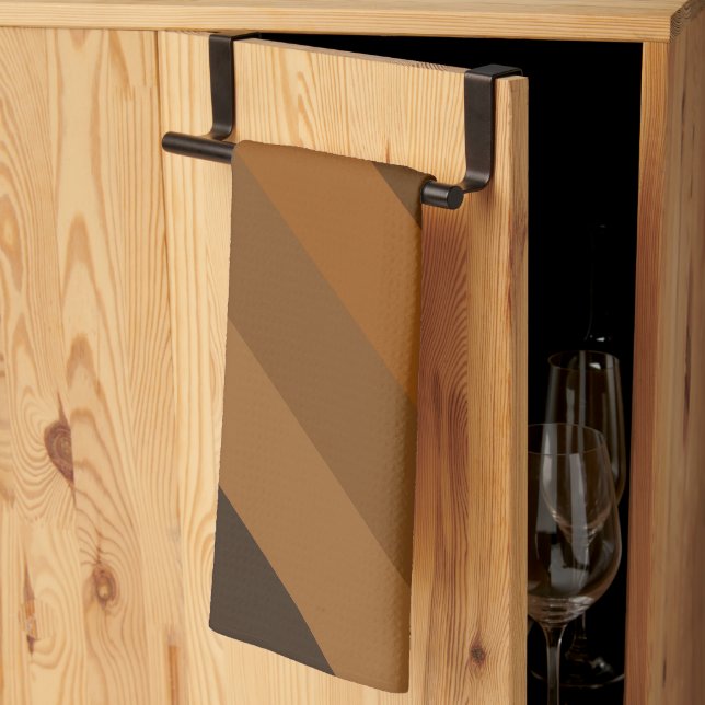 Rustic Brown Diagonal Stripes  Tea Towel (Thirds Fold)