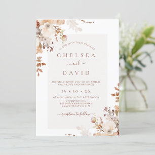 Rustic Brown Fall Floral Wedding  Invitation