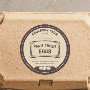 Rustic Brown Farm Fresh Eggs Label Sticker