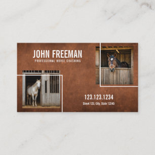 Rustic Brown Farm Horses Photos Equestrian Business Card