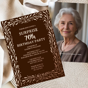 Rustic Brown Floral 70th Custom Surprise Birthday 