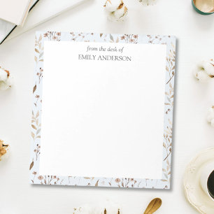 Rustic Brown Floral Botanical From The Desk of Notepad