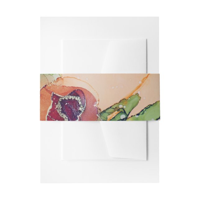 Rustic Brown Floral Wedding  Invitation Belly Band (Front Example)