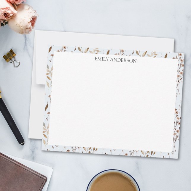 Rustic Brown Flower Leaf Floral Botanical Pattern Card (In situ)