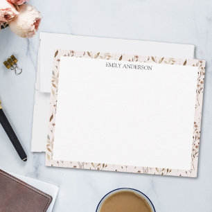 Rustic Brown Flower Leaf Floral Botanical Pattern Card