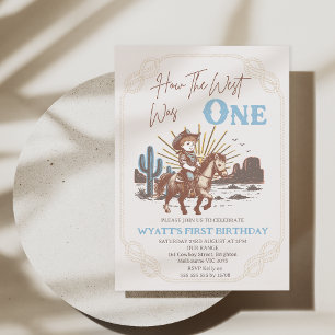 Rustic Brown Frame How West Was One 1st Birthday Invitation
