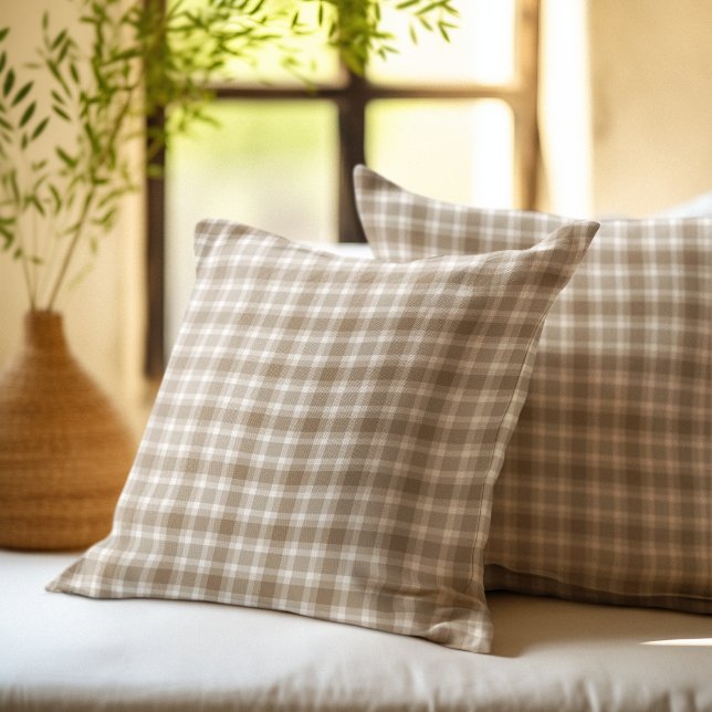 Rustic brown Gingham Plaid farmhouse pattern Cushion (Creator Uploaded)