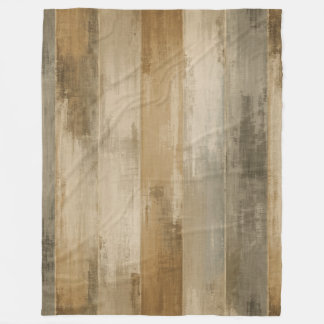 Rustic Brown Grey Beige Weathered Barnwood Stripe Fleece Blanket