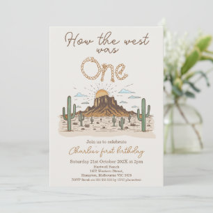 Rustic Brown How The West Was One 1st Birthday Invitation