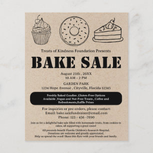 Rustic Brown Kraft Bake Sale Flyer