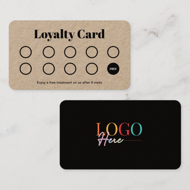 Rustic Brown Kraft Customer Loyalty Punch Card (Front/Back)