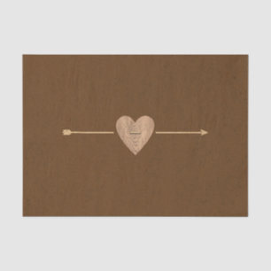 Rustic Brown Kraft Heart Arrow Bridal Shower Tissue Paper