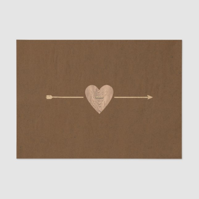 Rustic Brown Kraft Heart Arrow Bridal Shower Tissue Paper (Front)