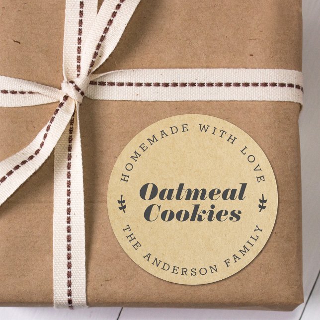 Rustic Brown Kraft Holiday Baking Gift Classic Round Sticker (Creator Uploaded)