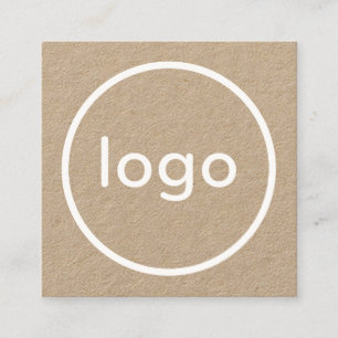 Rustic brown kraft paper add your logo handmade square business card