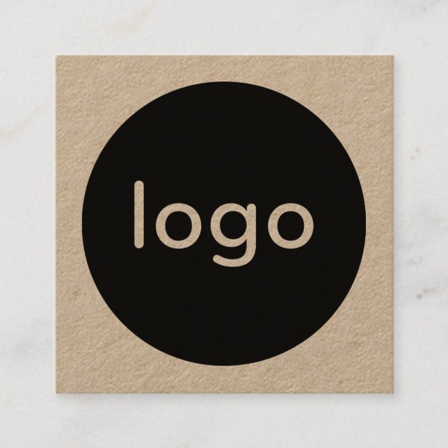 Rustic brown kraft paper add your logo handmade square business card (Front)