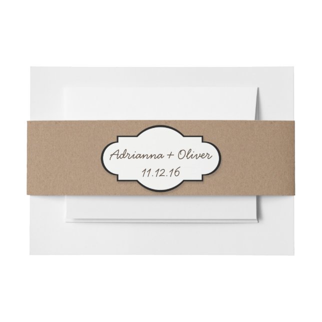 Rustic Brown Kraft Paper Country Wedding Invitation Belly Band (Front Example)