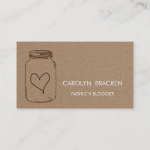 Rustic Brown Kraft Paper Heart Illustration Business Card