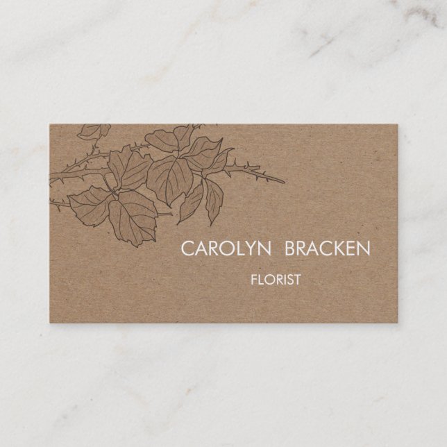 Rustic Brown Kraft Paper Leaves Business Card (Front)