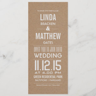 Rustic Brown Kraft Paper Modern Text Wedding Invitation