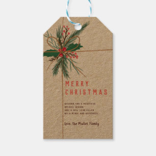 Rustic brown kraft twine mistletoe Christmas Gift Tags