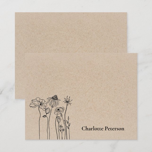 Rustic Brown Kraft Wildflower Card (Front/Back)