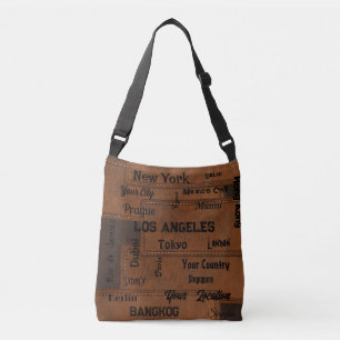 rustic brown leather look mega cities crossbody bag