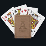 Rustic Brown Leather Monogram Name Playing Cards<br><div class="desc">Play in style with a personalised deck of playing cards. This design features a faux brown leather texture background with a monogrammed initial for and name for you to personalise.</div>