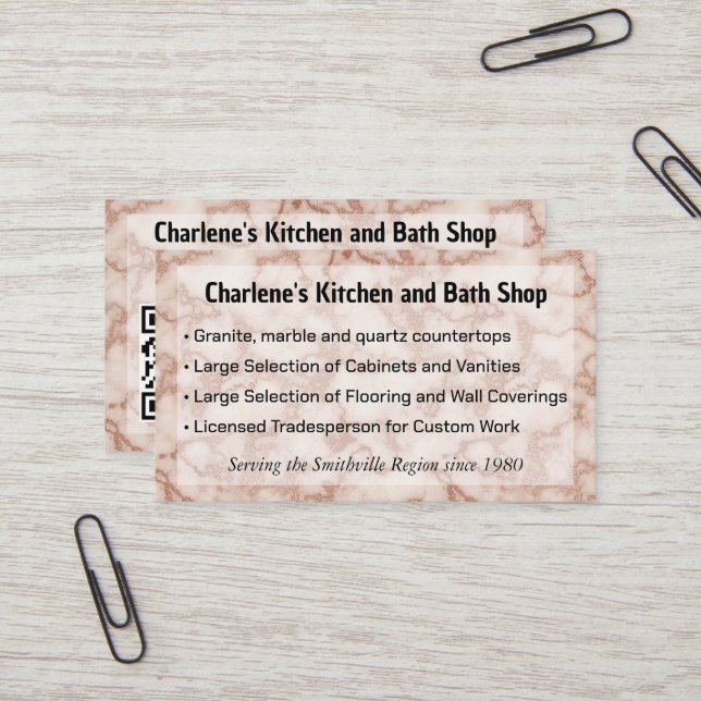Rustic Brown Marble for Kitchen Remodeling Shop Business Card (Front/Back In Situ)