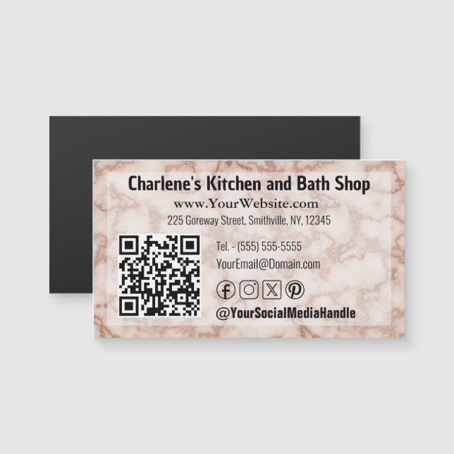 Rustic Brown Marble Magnetic Business Card (Front/Back)
