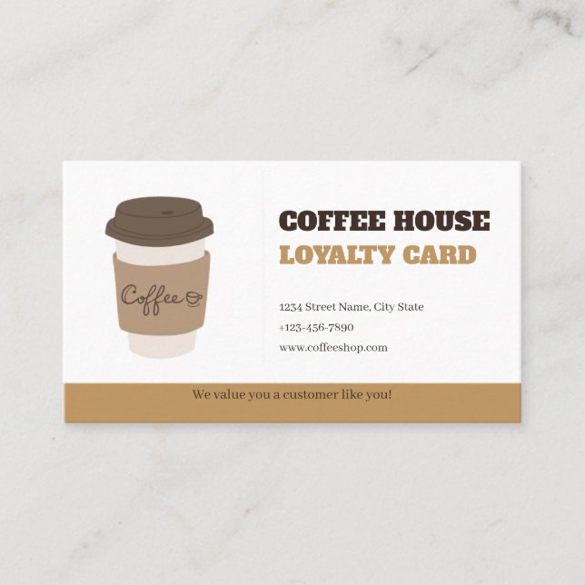 Rustic Brown Minimalist Coffee Loyalty Card Templa (Front)