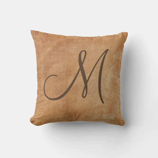 Rustic Brown Monogram Cushion (Front)