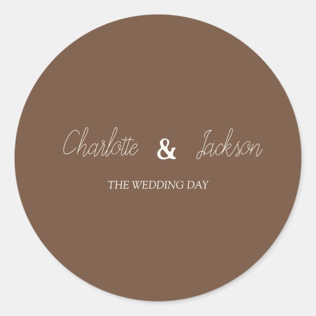 Rustic Brown Monogram Old Money Wedding Sticker (Front)