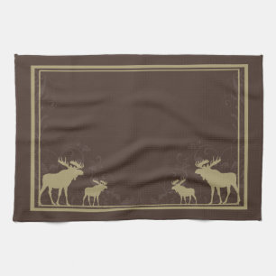 Rustic brown moose swirl kitchen towel