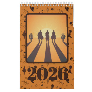 rustic brown orange pattern photo calendar