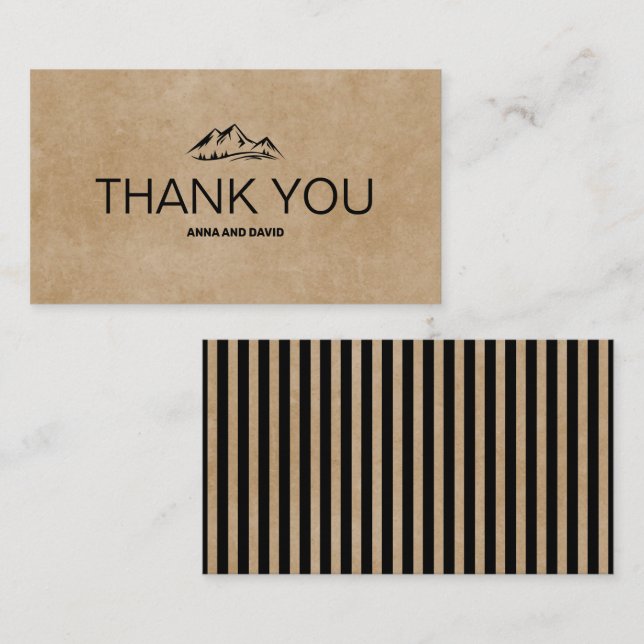 Rustic Brown Paper Mountains Thank you Card (Front/Back)