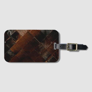 Rustic Brown Patchwork Cowhide Luggage Tag