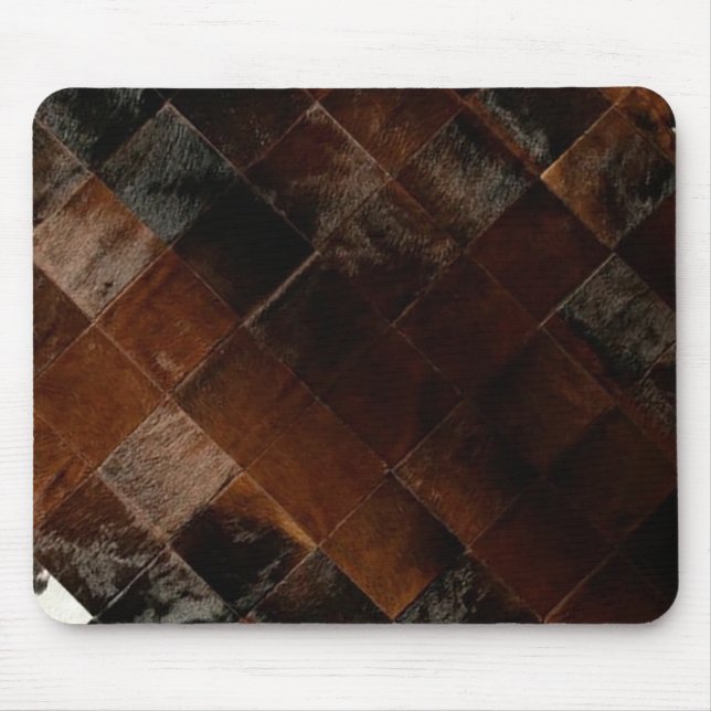 Rustic Brown Patchwork Cowhide Mouse Mat (Front)