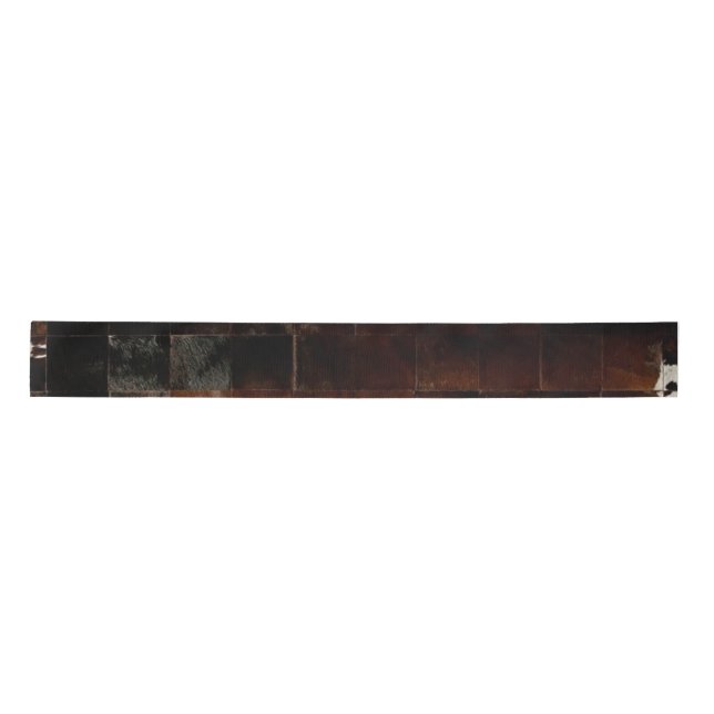 Rustic Brown Patchwork Cowhide Satin Ribbon (Front)