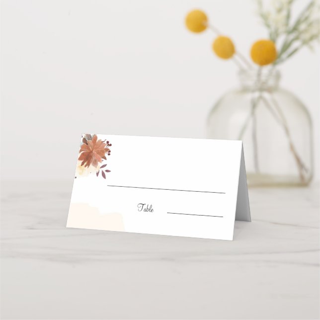 Rustic Brown Personalised Wedding Table Place Card (Front)