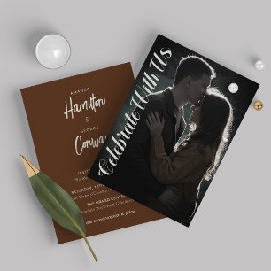Rustic Brown Photo Wedding Invitation