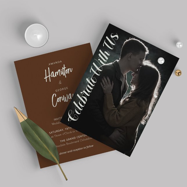 Rustic Brown Photo Wedding Invitation (Creator Uploaded)