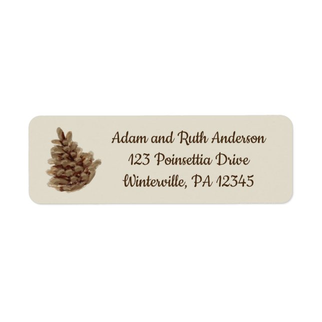 Rustic Brown Pinecone Christmas Return Address (Front)