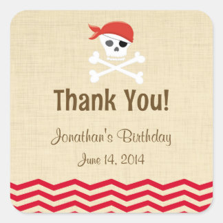 Rustic Brown Pirate Birthday Stickers